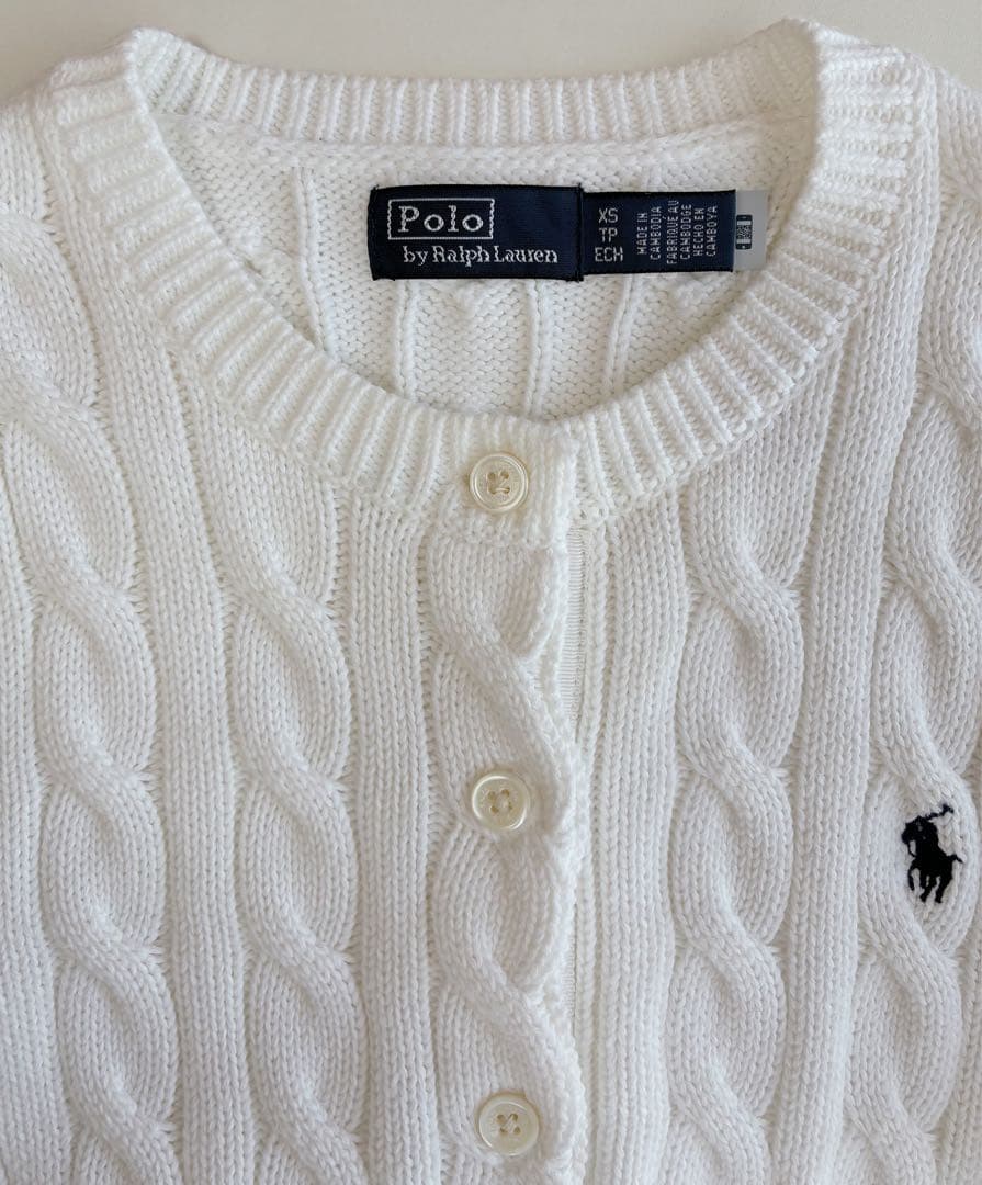 極美品 正規品 ポロラルフローレン ケーブルニット カーディガン ホワイト