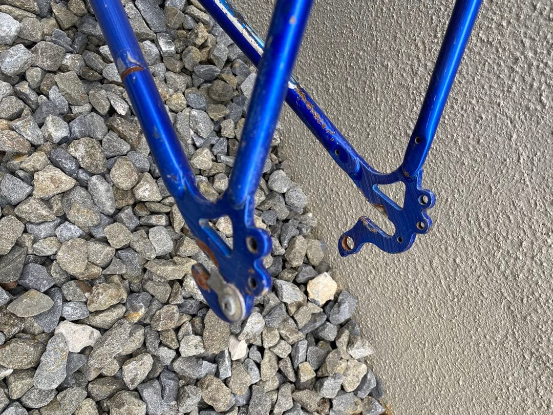 ロードバイク　フレーム　クロモリ　青　ブルー
