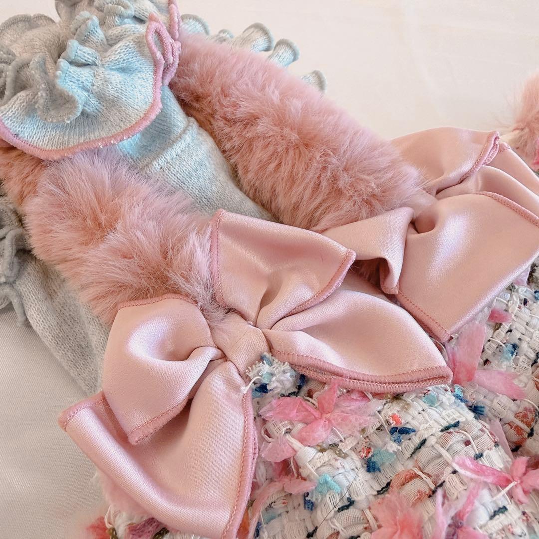 マルベル 犬服 FluffyTweedOnepiece ツイード ワンピ ファー