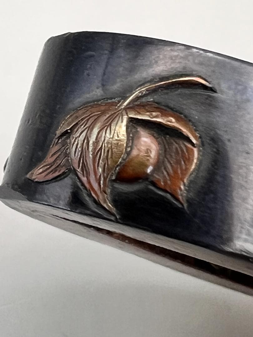 【海】江戸明治期　日本刀装具　金象嵌　縁頭　４点(１点在銘)　骨董品　美術品