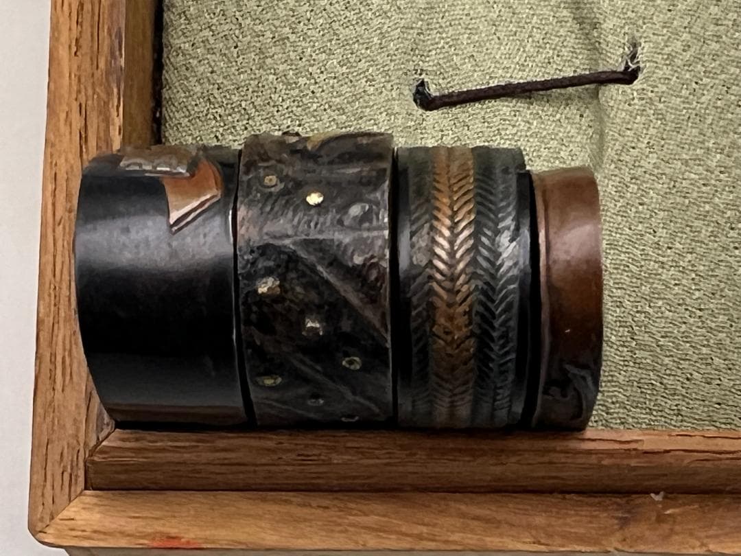 【海】江戸明治期　日本刀装具　金象嵌　縁頭　４点(１点在銘)　骨董品　美術品