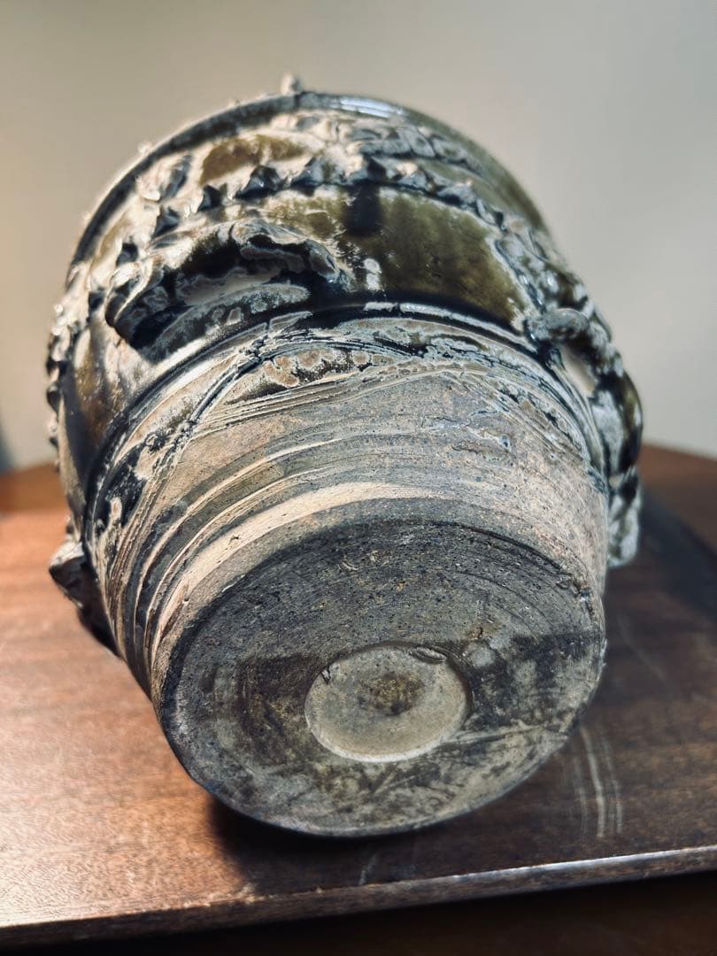 中国骨董　青磁神亭壺(せいじしんていこ) 漢緑釉　三国時代