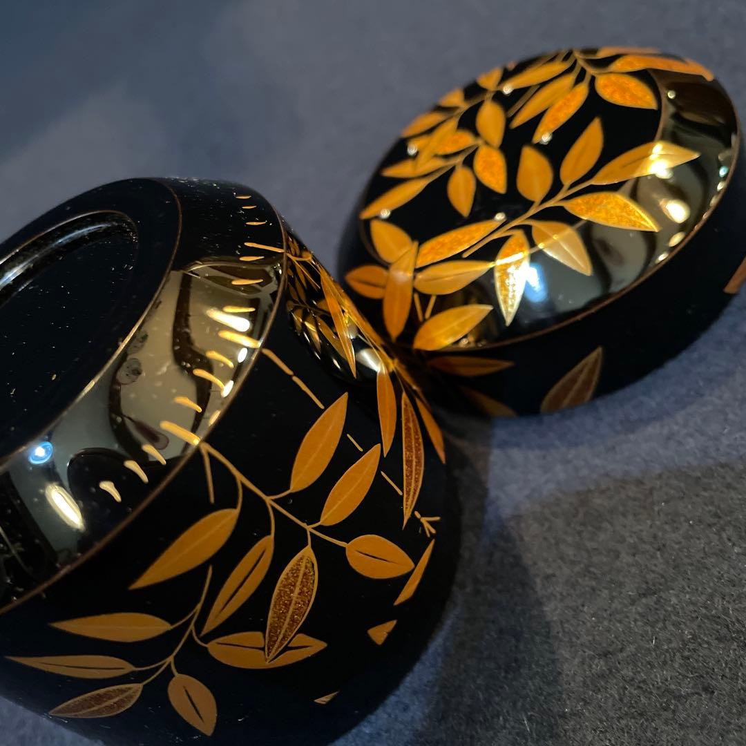 茶道具『雪吹 笹露 棗』輪島塗の名工【茶平 一斎】(作)共箱　※美品