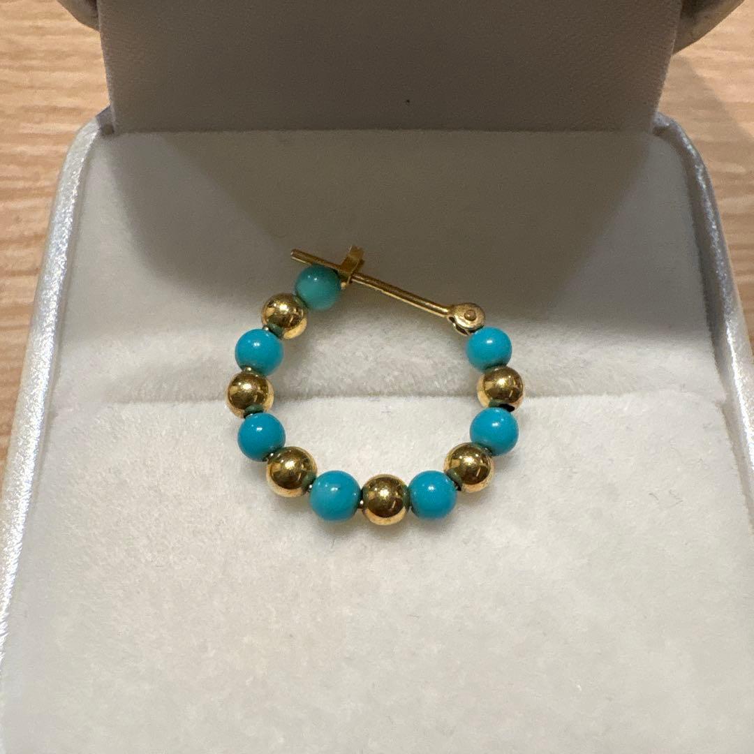 ジュエリーマキ　k18ターコイズフープピアス