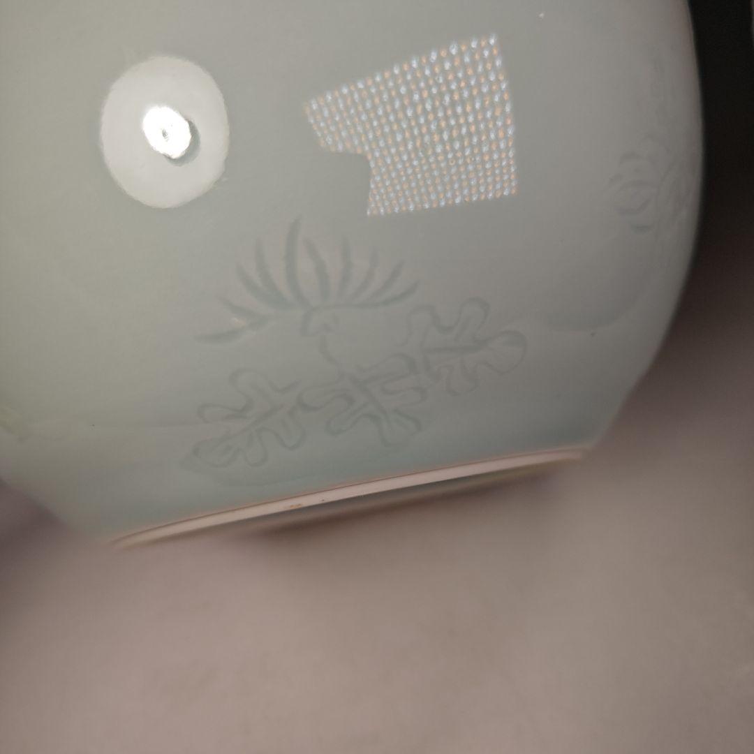 イ649 水指『林耕造』『青白磁　桐彫紋平水指　共箱』茶道具