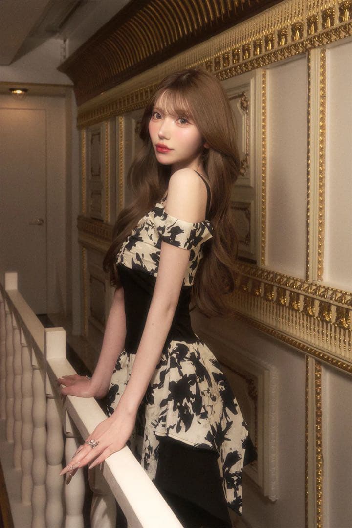 BELEAR MIMI《ベリアミミ》フラワーニュアンスミニワンピース BLK