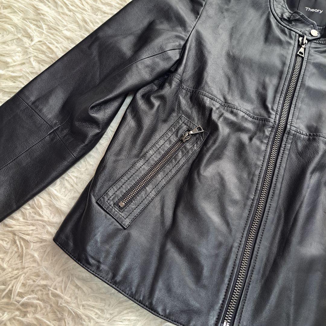 【極美品】【Theory】現行タグ　ラムレザーシングルライダースレザージャケット