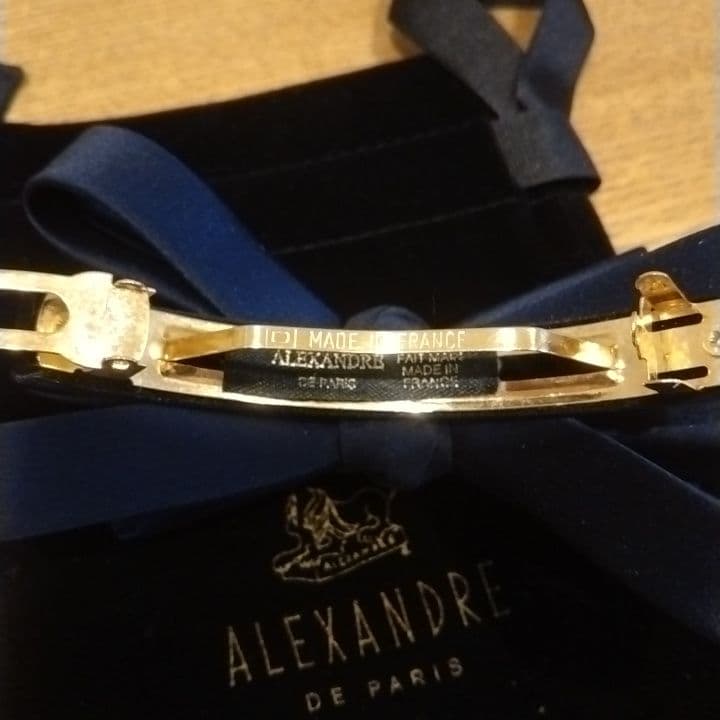 【美品】アレクサンドル ドゥ パリ　リボンバレッタ　紺　ネイビー