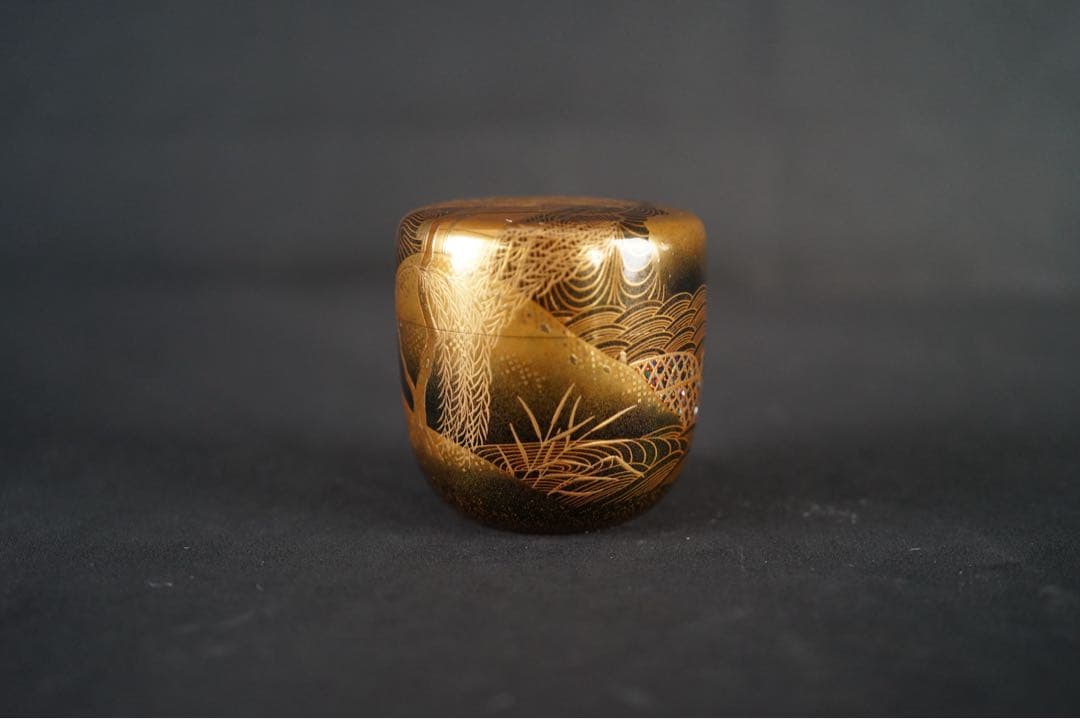 加賀蒔絵師 大下香仙 柳橋 棗 共箱 共布 金蒔絵 梨地 螺鈿細工 漆芸名品