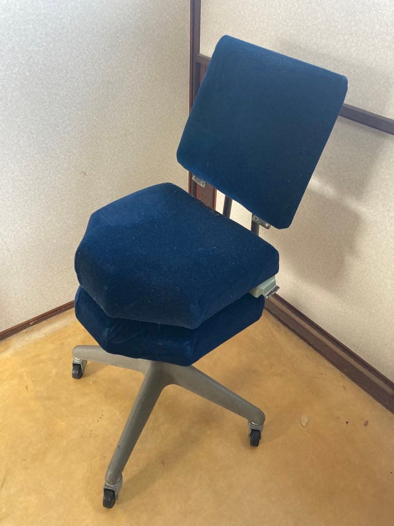 鉄道 回転椅子 青色モケット キャスター付き
