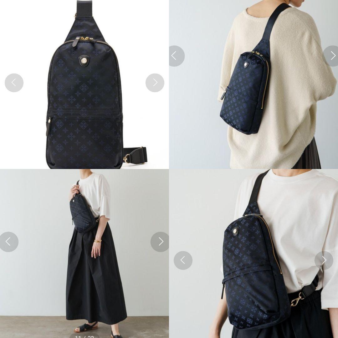 極美品・新同■russet モノグラム ボディバッグ ブラック×ブルー