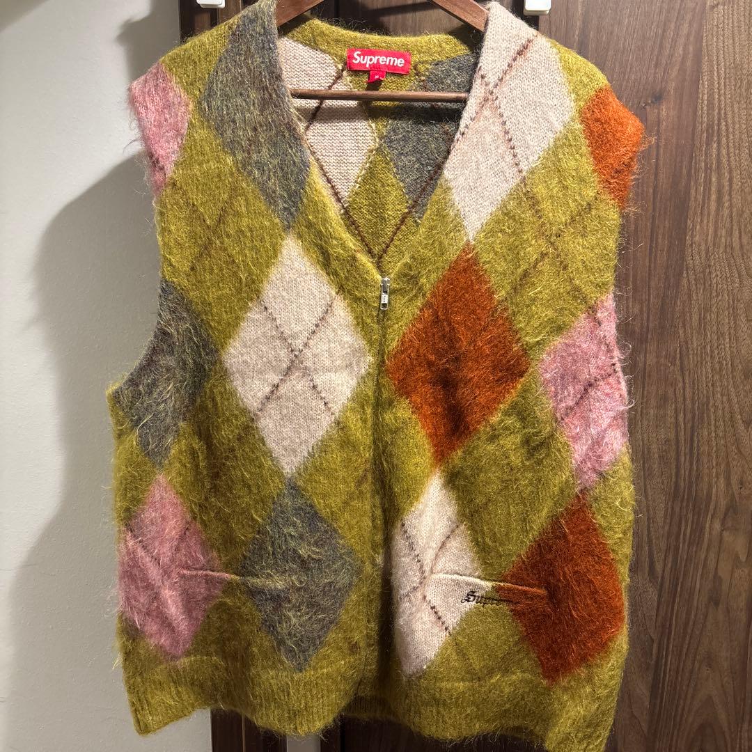 トップス Supreme Brushed Argyle Zip Up Vest XL