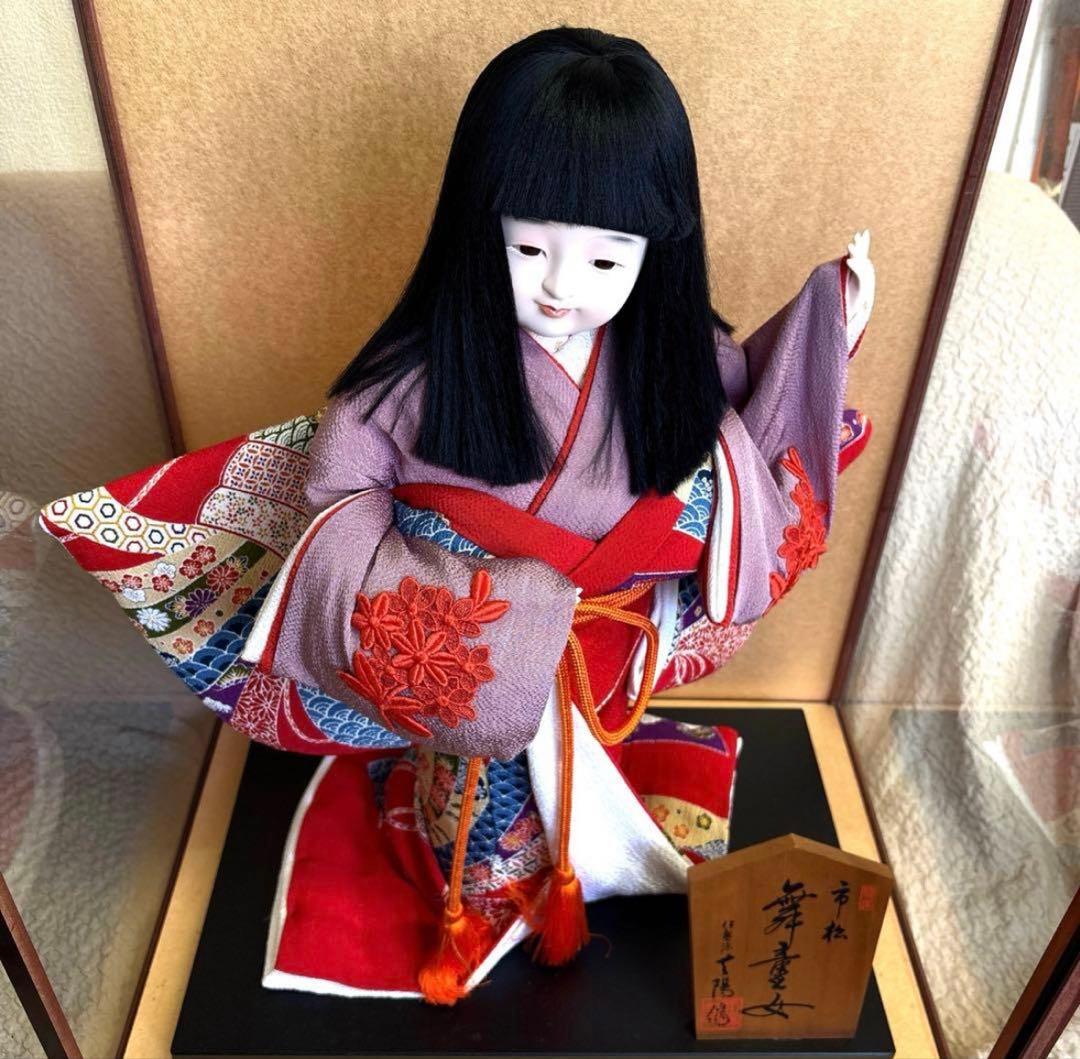 伝統的な市松人形 舞妓市松人形ガラスケース入り　希少