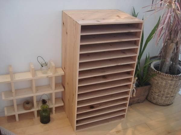 ★送料無料サイズ変更可能★A2木製14段書類棚/無垢材収納ナチュラルオーダー可能