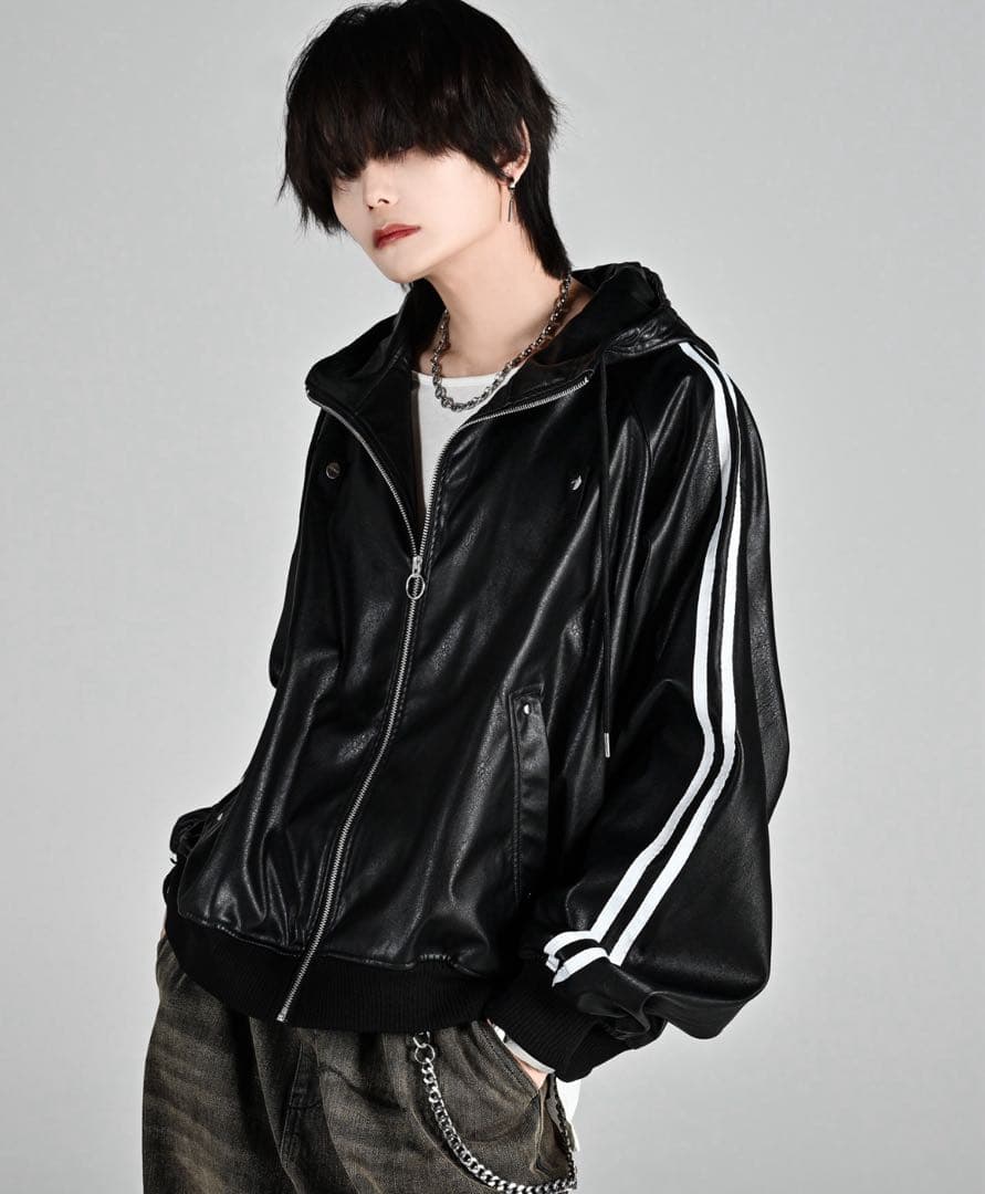 ADRER ラインスリーブトラックジップパーカージャケット ブラック系1