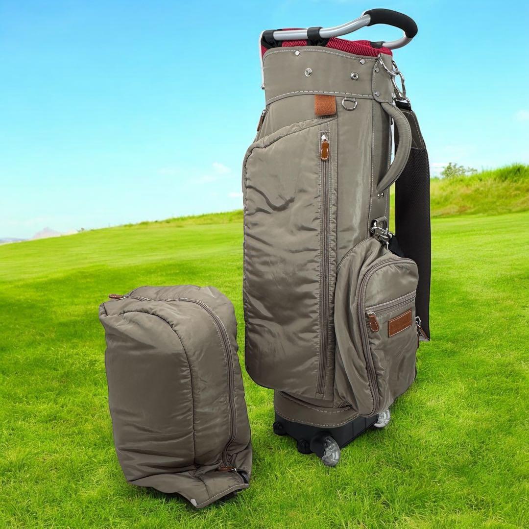 キャスター付きキャディバッグ 9.5型 ベージュ47インチ対応　男女兼用