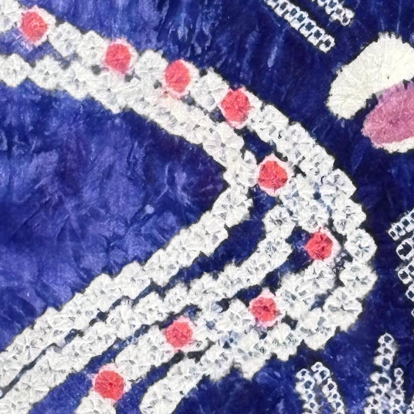 ゆりのはな　絞り浴衣　有松鳴海絞り　総絞り　浴衣　群青色系　綿　絞り　H105