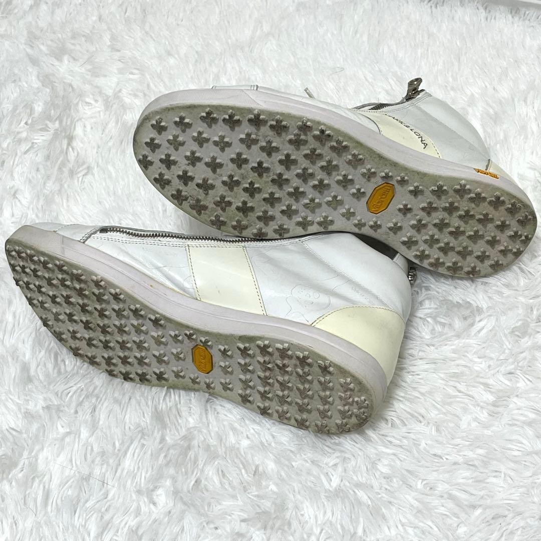 マーク&ロナ ハイカット ダブルジップ スニーカー ビブラムソール 27.0 白