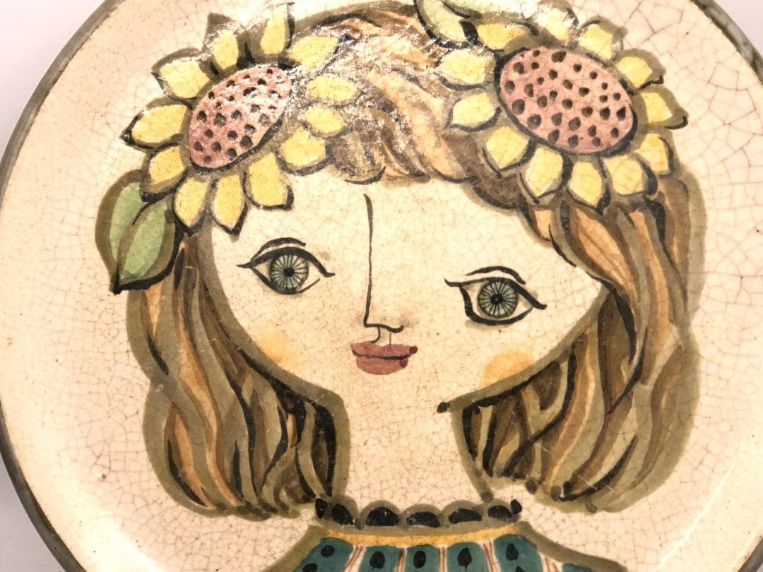 【 19世紀欧州ヴィンテージ絵皿 】『少女』　厚肉32ｃｍ