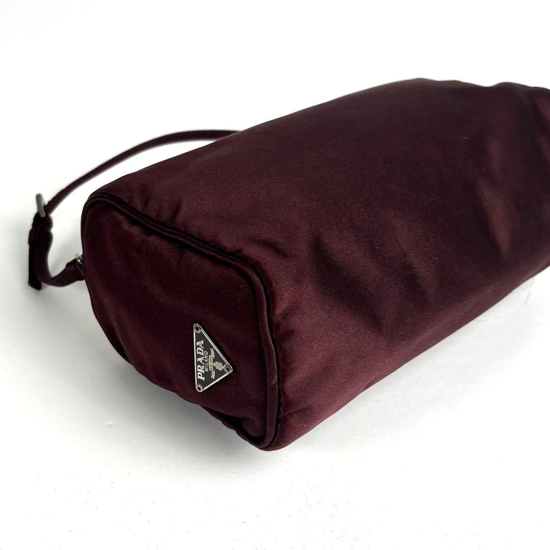 未使用に近い PRADA プラダ サテン アクセサリーポーチ ハンドバッグ