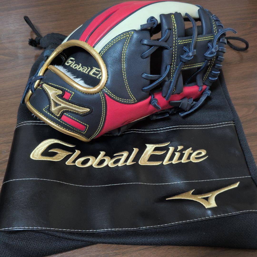 美品✨️Global Elite　ミズノ　野球　軟式グローブ　硬式ボール　専用袋