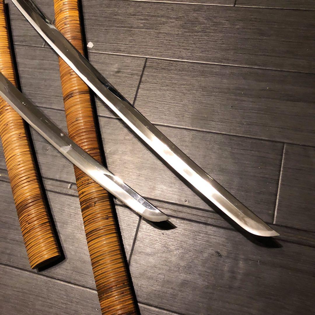 高級美術居合刀剣　籐巻造り　高級居合刀　大小セット　刀剣証明書付き　模造刀　名刀
