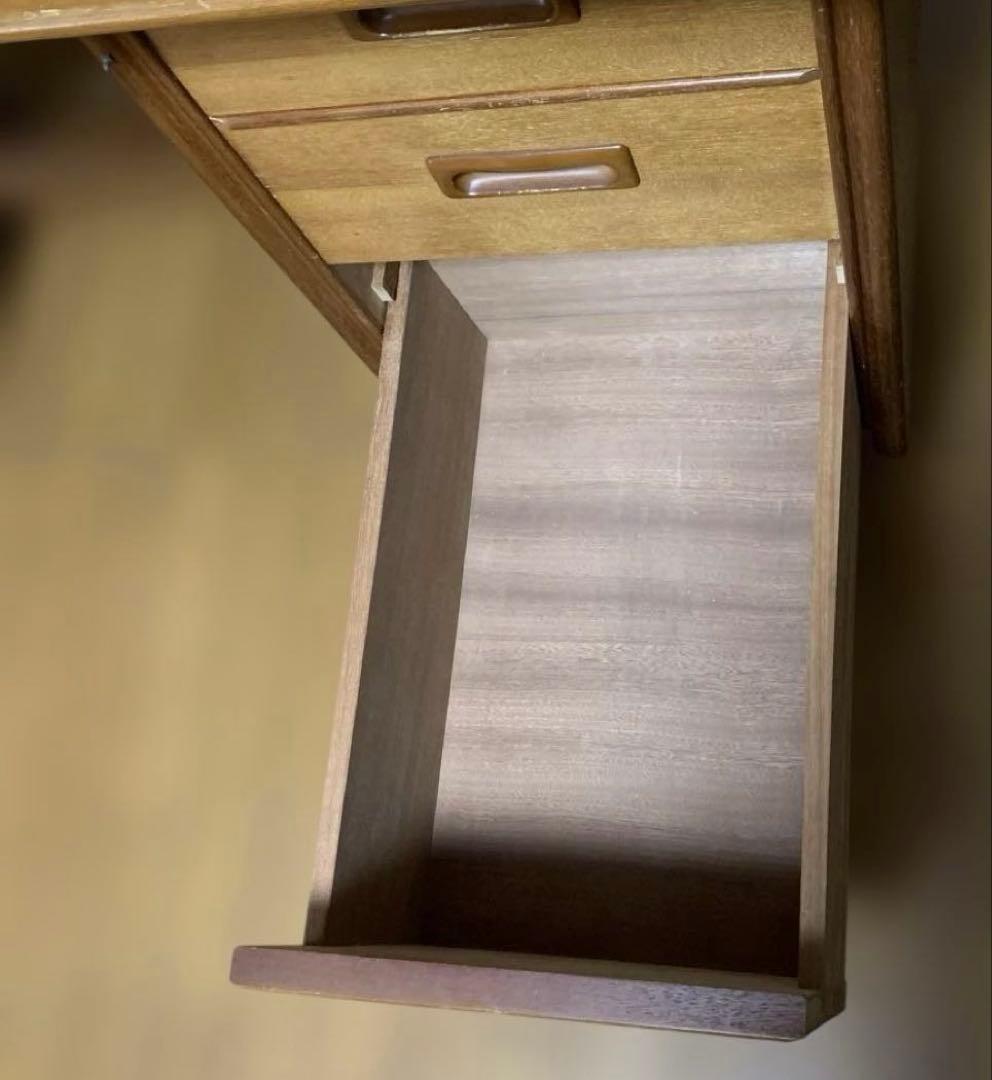 【昭和レトロ】木製 書斎机 両袖引き出し付き アンティーク デスク