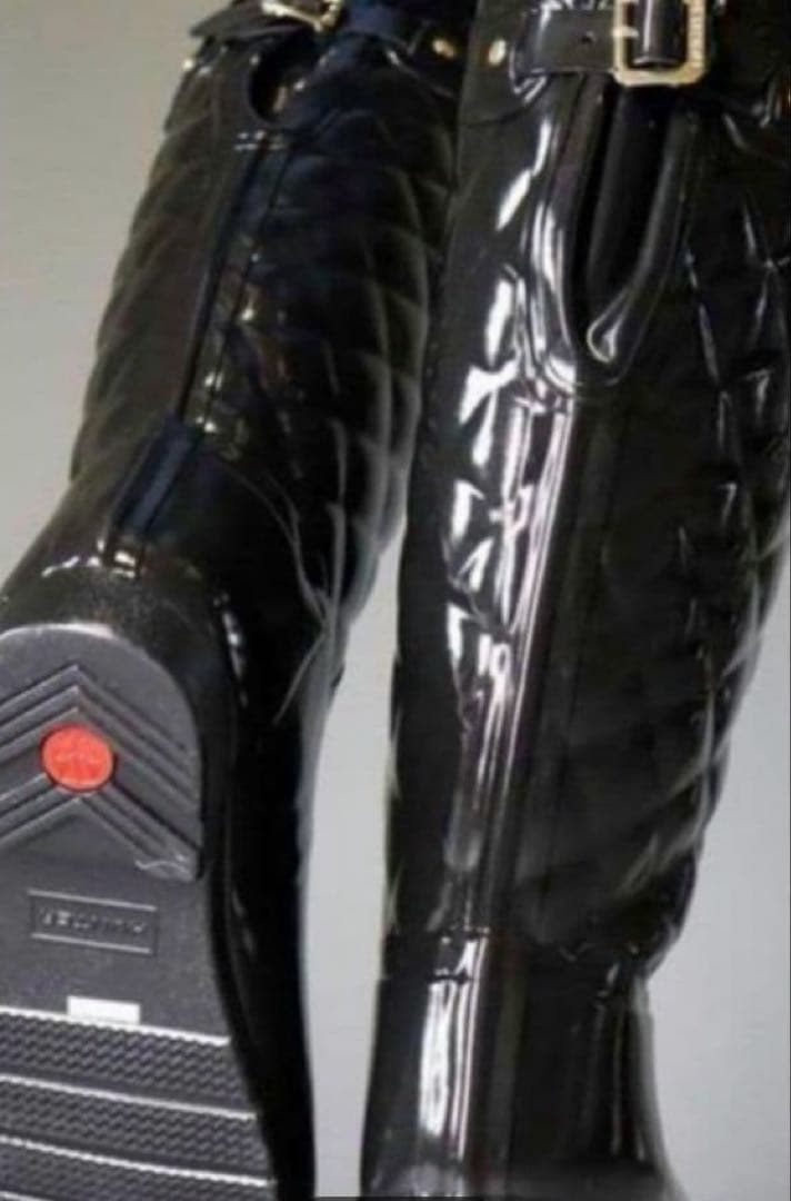 未使用級 HUNTER レインブーツ リファインドグロスキルト UK5