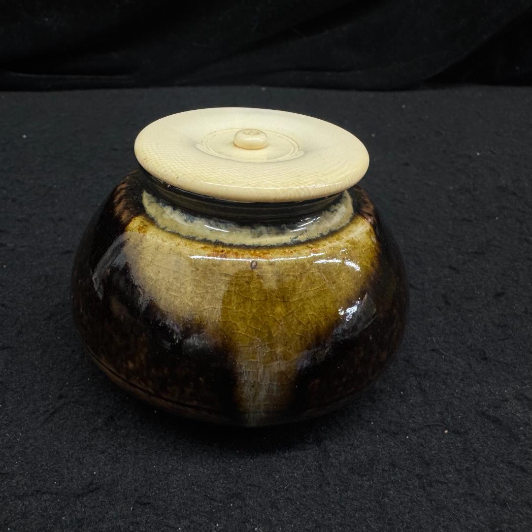 茶道具茶入　 膳所焼　陽炎園造　大海茶入