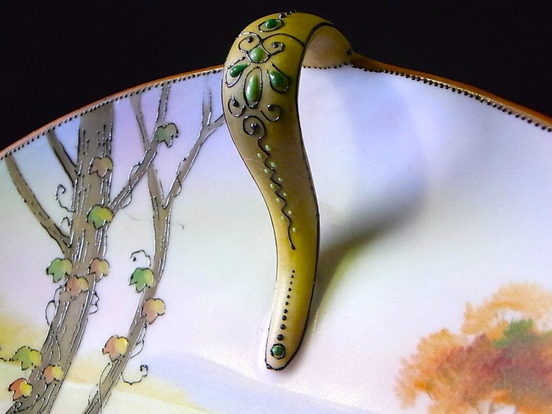 【 E954 】 超名品　大正期～昭和初期　ノリタケ　ハンドペイント鉢＆小皿二点