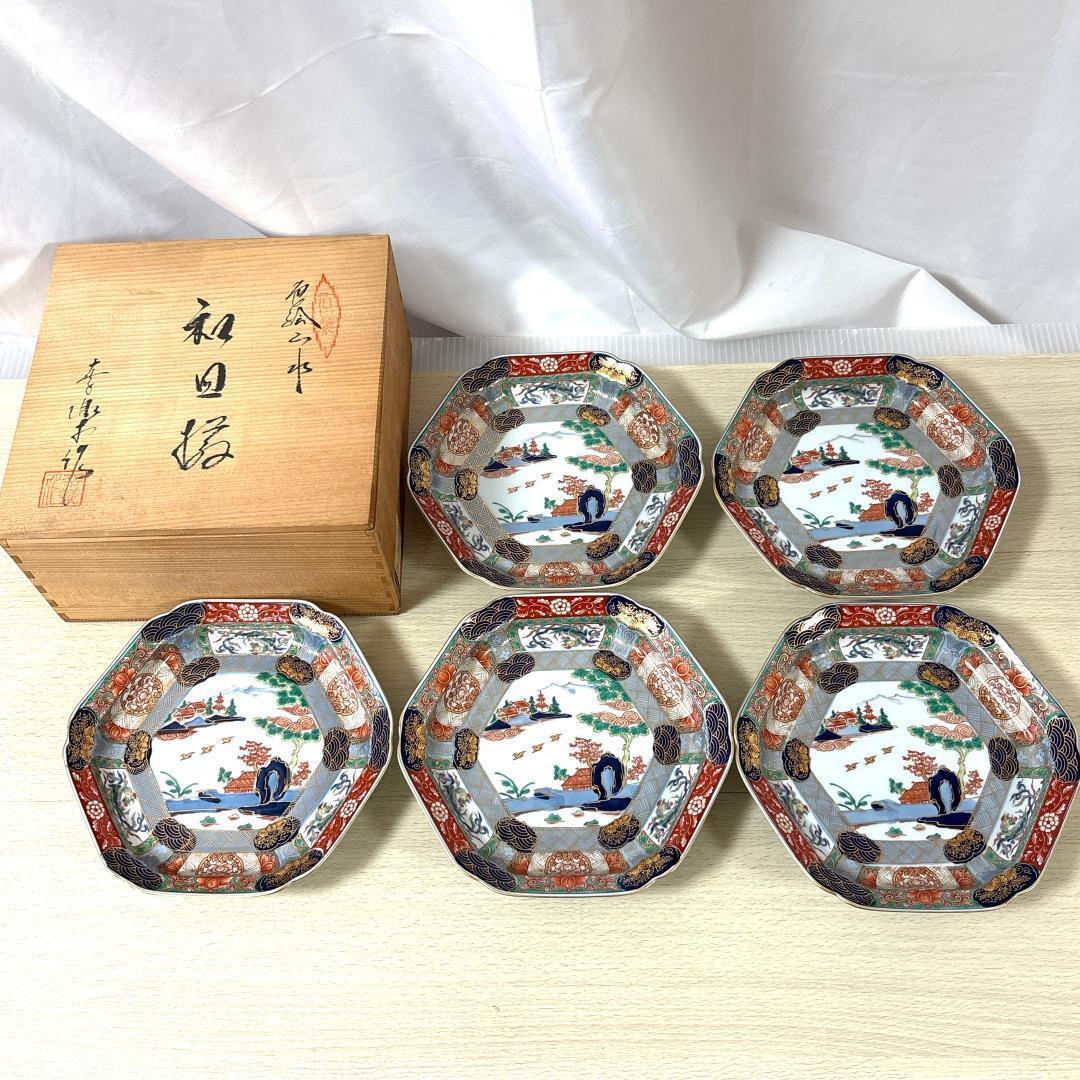 有田焼 六角皿 5枚 木箱付き