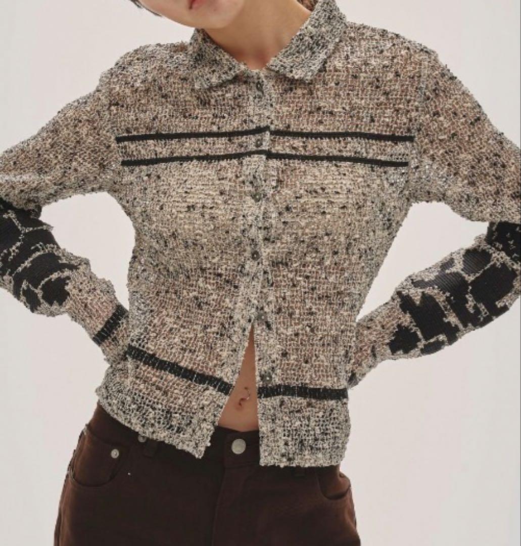 todayful エンブロイダリーメッシュシャツ