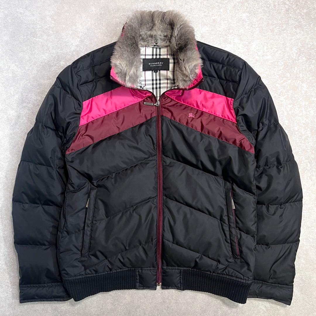 ア*】様 バーバリーブラックレーベル ダウンジャケット ノバチェック ラビットフ