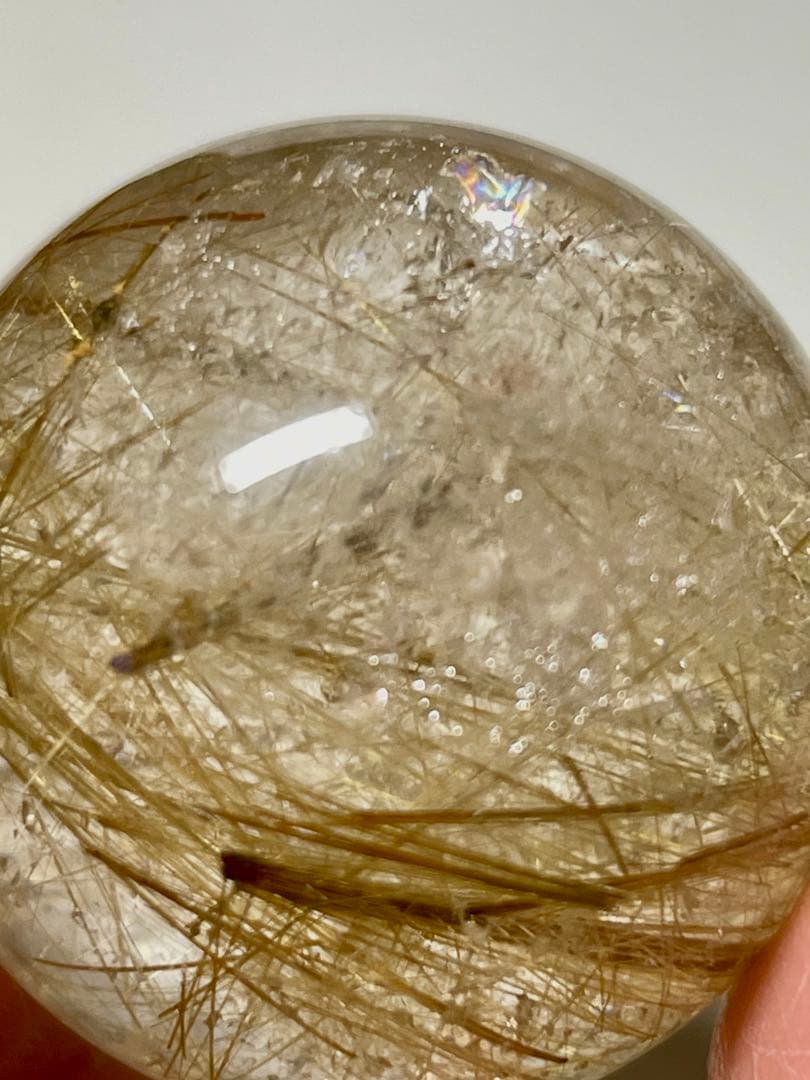 【ゴールドルチルクォーツ】丸玉●スフィア◆金運・仕事運◆天然石◆パワーストーン