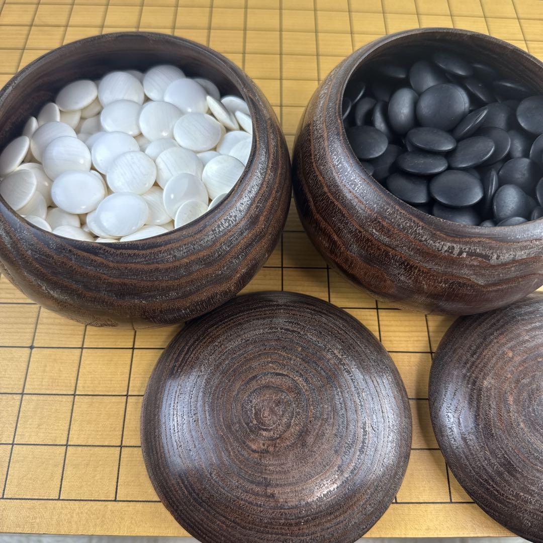 天地柾　囲碁盤 19路盤 碁石　蛤　雪印