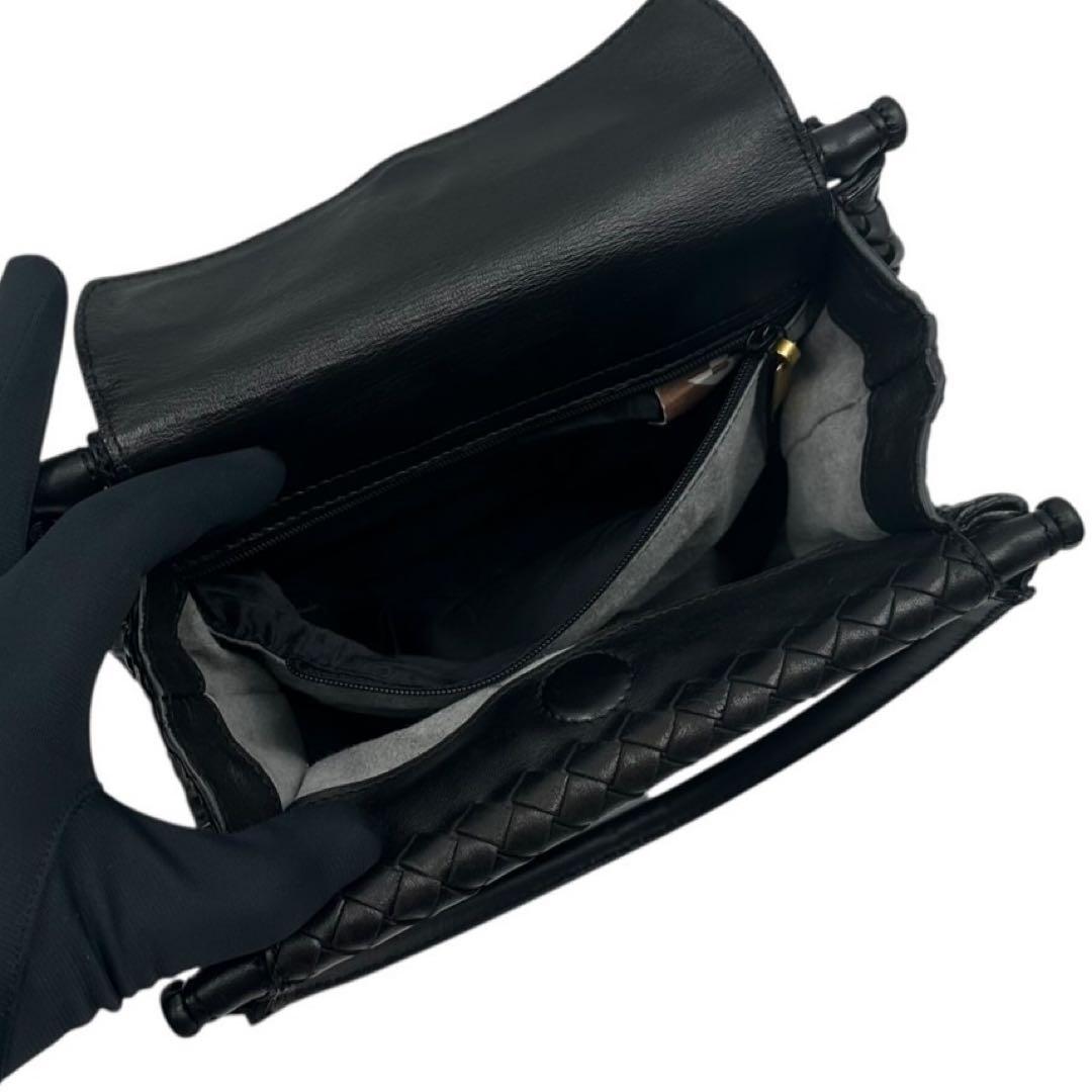 【良品】BOTTEGA VENETA ハンドバッグ イントレチャート レザー 黒