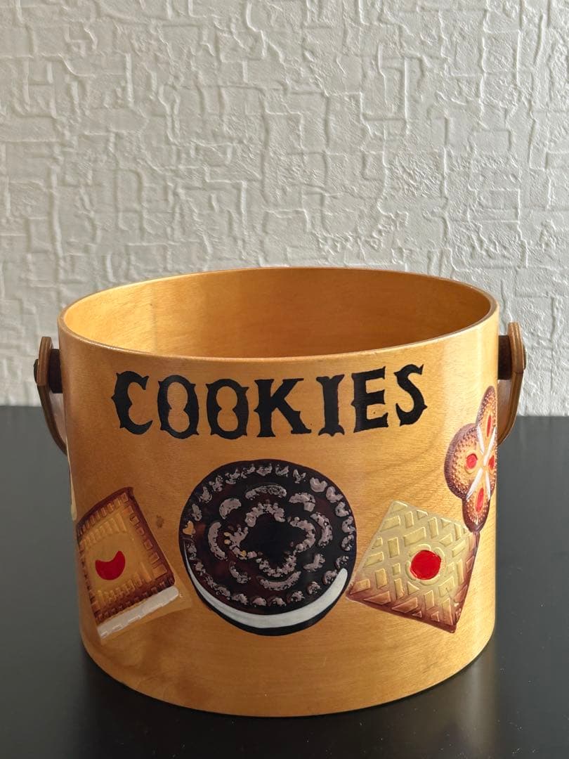 ヴィンテージ　木製クッキージャー　ビスケット　アンティーク　古道具　USA