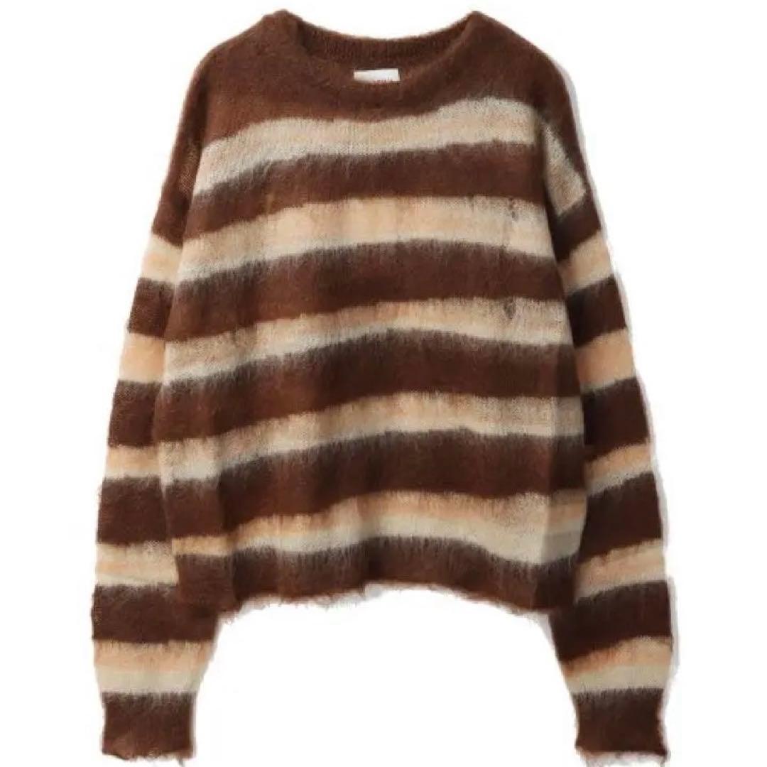 トップス KAMIYA Distressed Border Mohair Sweater