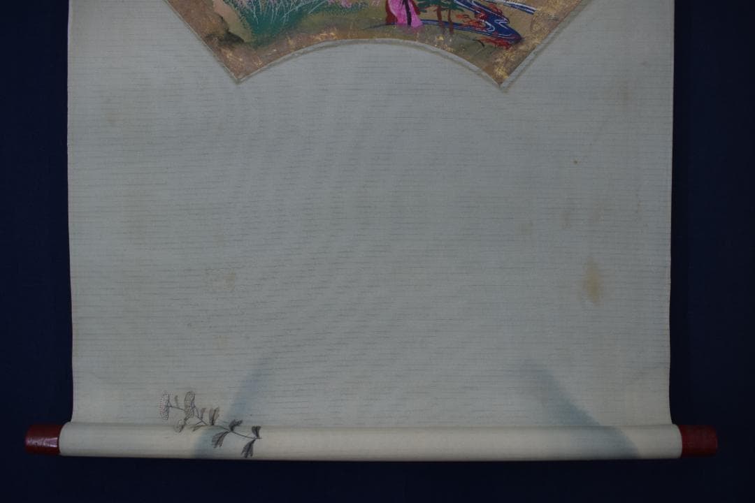 作者不詳/扇面人物図/土佐絵/掛軸☆宝船☆Z-187