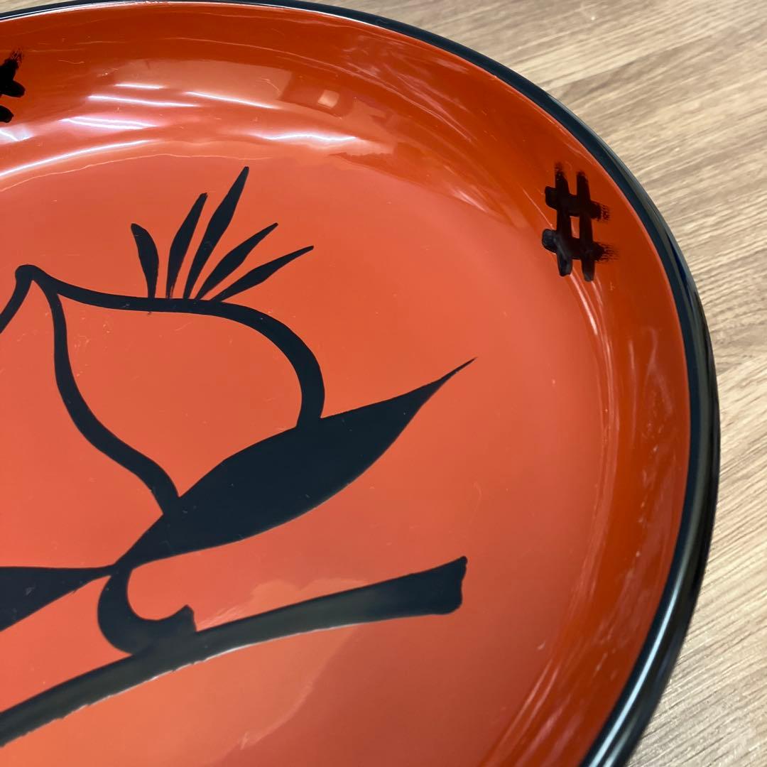 D-5 昭和レトロ 水澤本製 漆器 菓子鉢 平鉢 桃 縁起物 金彩 木製 供物台