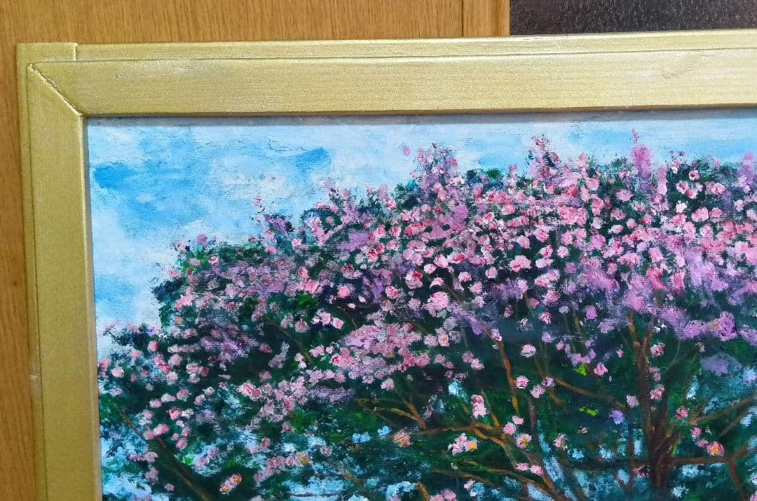 油絵 風景画 さざんか(山茶花) P10【12月】