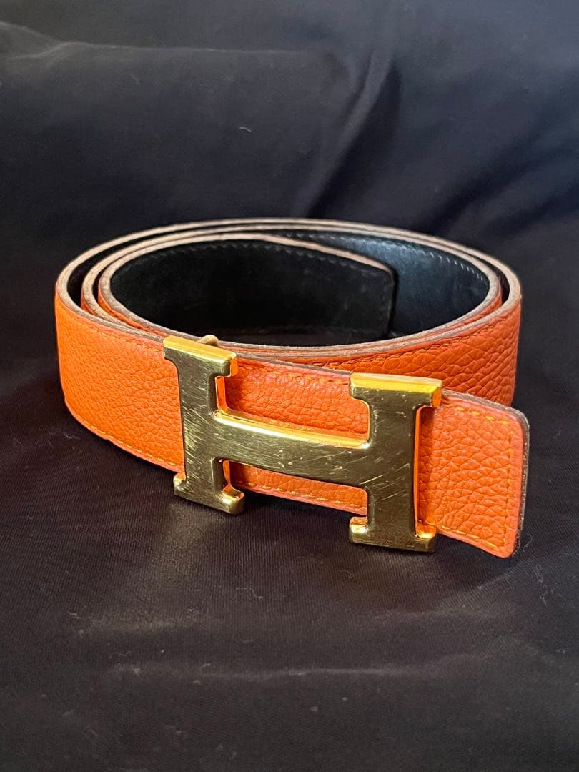 HERMES オレンジ レザー ベルト