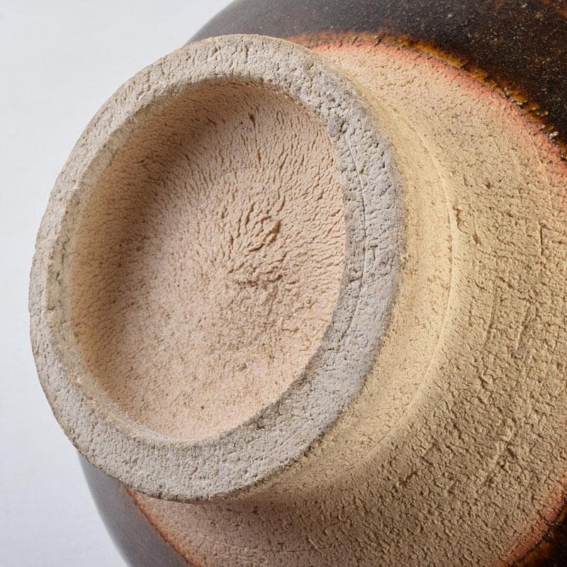 茶道具　河井寛次郎作　鉄薬碗　茶碗　仕覆付　共布共箱　M　R9197