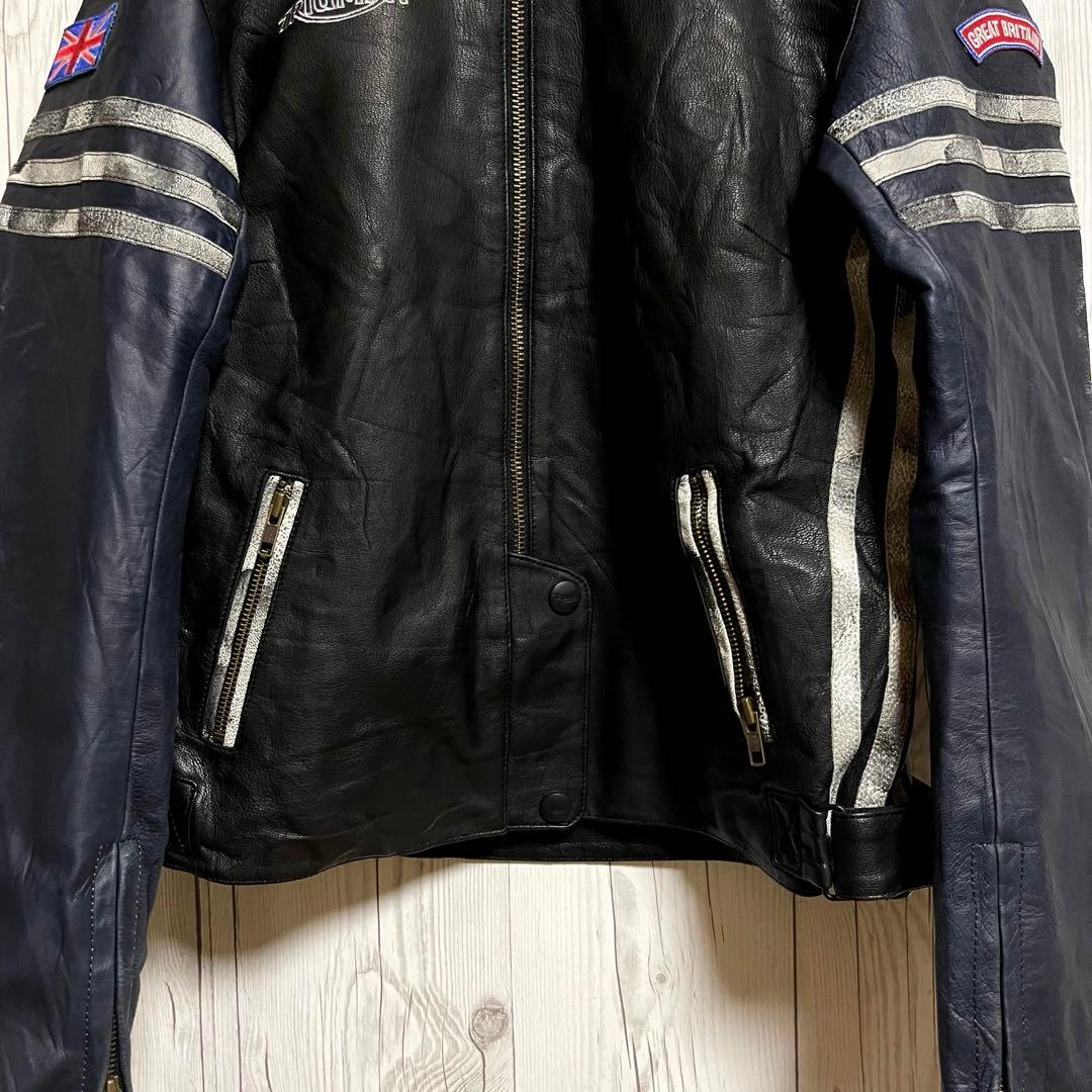 トライアンフモーターサイクル　ライダースレザージャケット　レディースL 黒バイク
