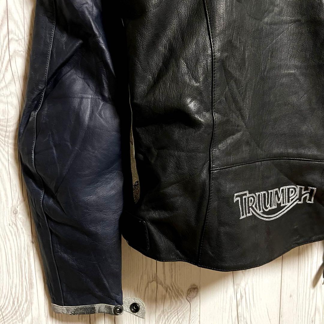 トライアンフモーターサイクル　ライダースレザージャケット　レディースL 黒バイク