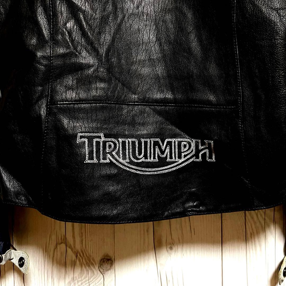 トライアンフモーターサイクル　ライダースレザージャケット　レディースL 黒バイク