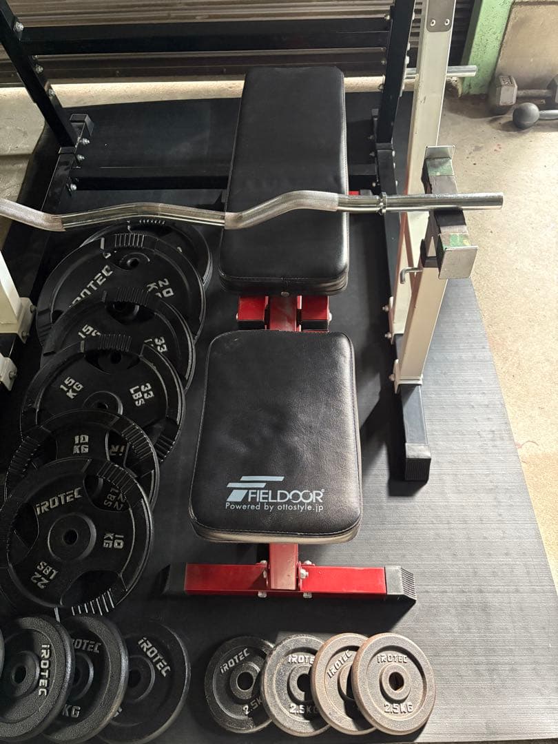 アイロテック スクワットラック　プレート　インクラインベンチ　EZバー　セット