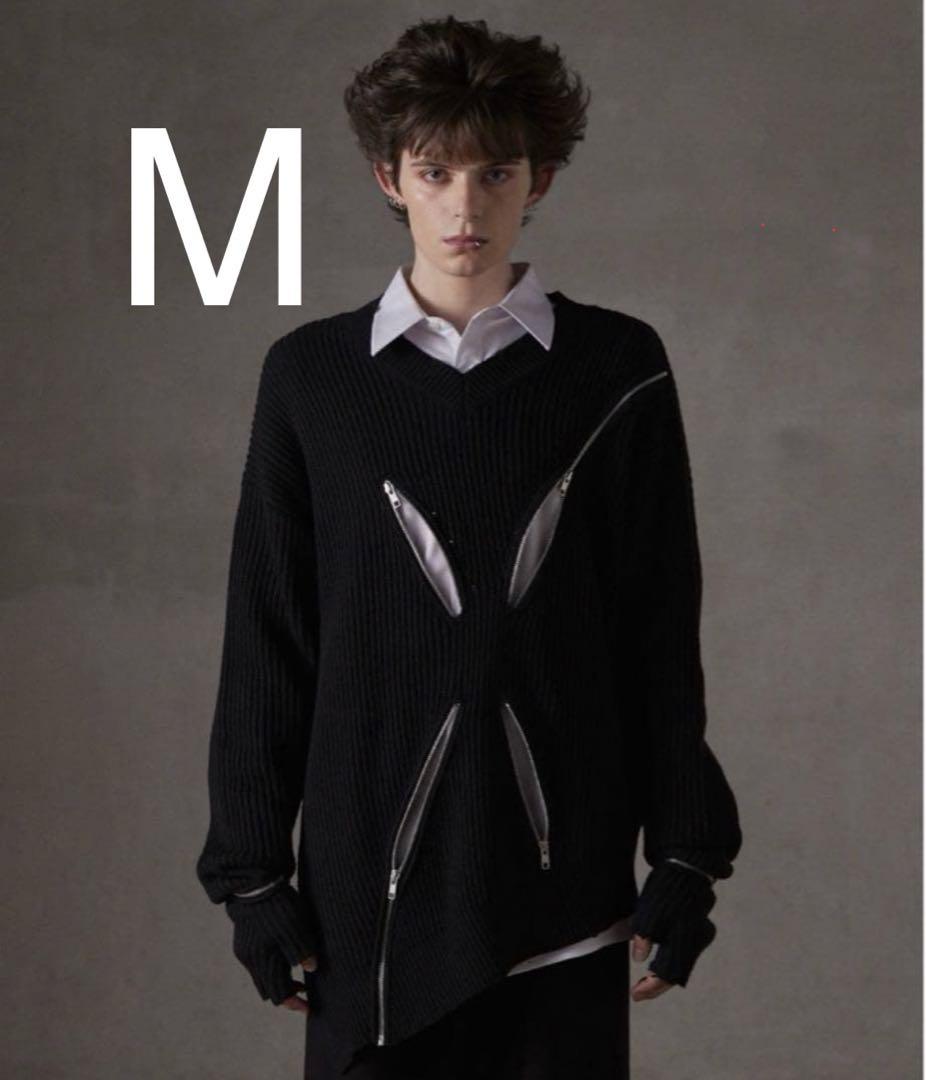 GRANCY ジップデザインアシンメトリーニット Mサイズ