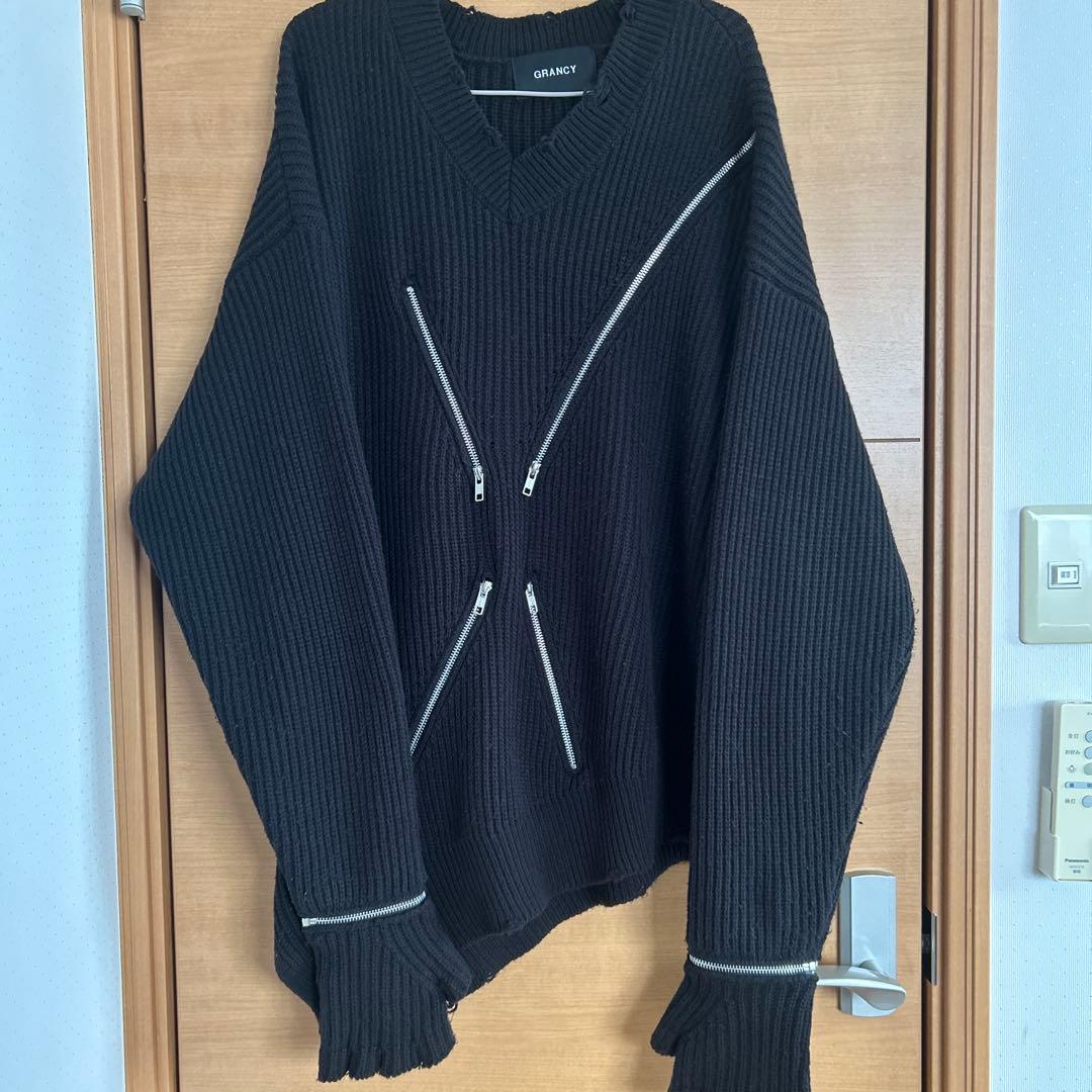 GRANCY ジップデザインアシンメトリーニット Mサイズ