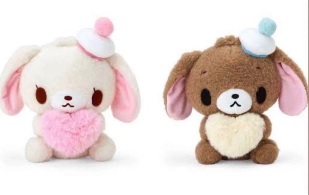 【新品タグ付き】シュガーバニーズ ぬいぐるみ ふわふわハート くろうさ&しろうさ